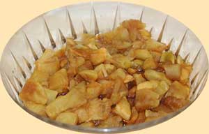 mix of microwaved apples and brown sugar