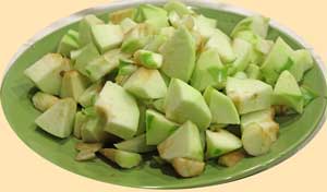 chopped and peeled apples