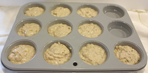 banana muffins ready to be baked