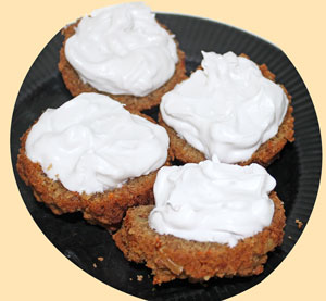 carrot muffins topped with coconut cream