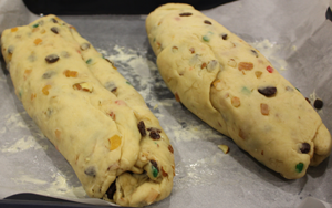 Stollen loaves ready to be baked