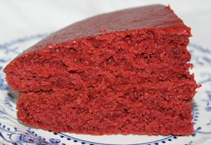 A Fresh Slice of Red Velvet Cake without Cream